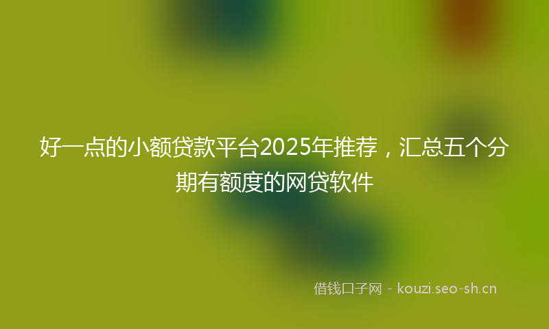 好一点的小额贷款平台2025年推荐，汇总五个分期有额度的网贷软件