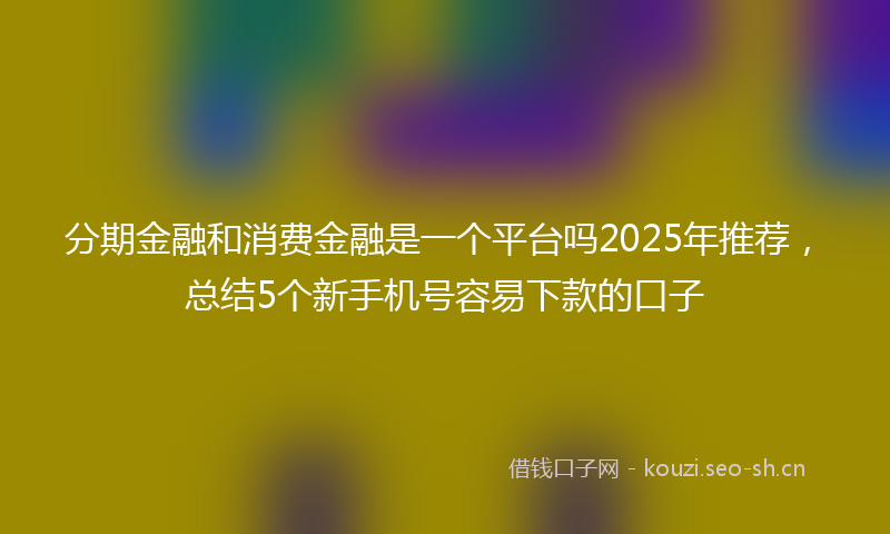 分期金融和消费金融是一个平台吗2025年推荐，总结5个新手机号容易下款的口子