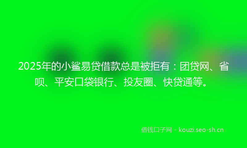 2025年的小鲨易贷借款总是被拒有：团贷网、省呗、平安口袋银行、投友圈、快贷通等。