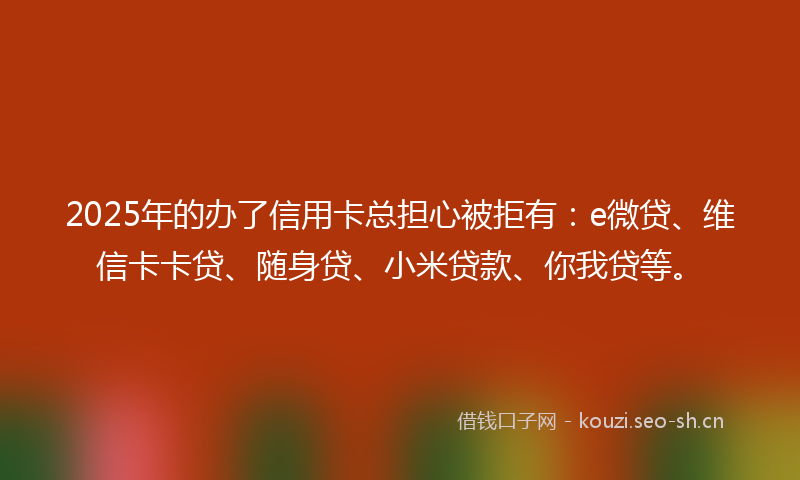 2025年的办了信用卡总担心被拒有：e微贷、维信卡卡贷、随身贷、小米贷款、你我贷等。