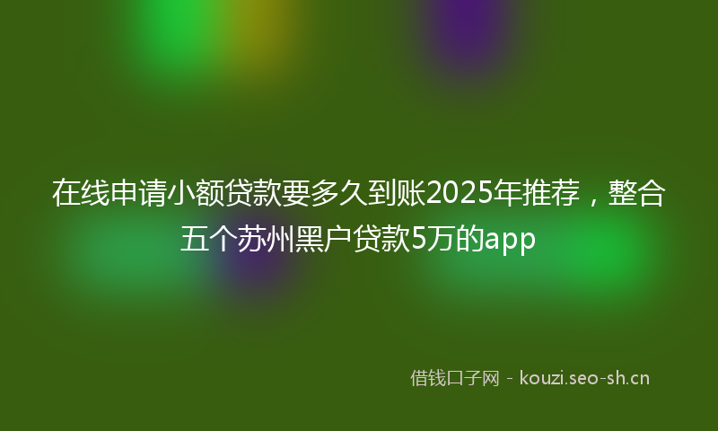 在线申请小额贷款要多久到账2025年推荐，整合五个苏州黑户贷款5万的app