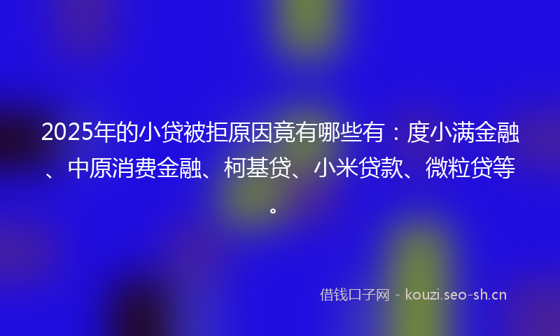 2025年的小贷被拒原因竟有哪些有：度小满金融、中原消费金融、柯基贷、小米贷款、微粒贷等。