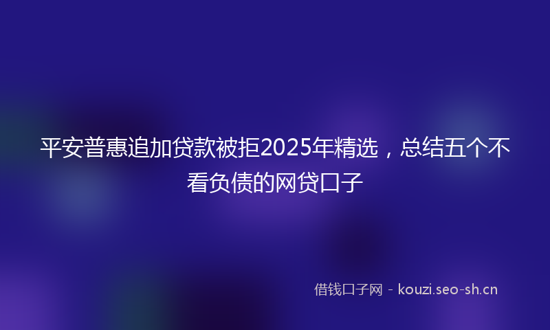 平安普惠追加贷款被拒2025年精选，总结五个不看负债的网贷口子