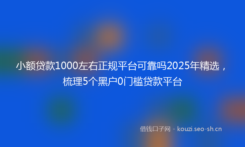 小额贷款1000左右正规平台可靠吗2025年精选，梳理5个黑户0门槛贷款平台