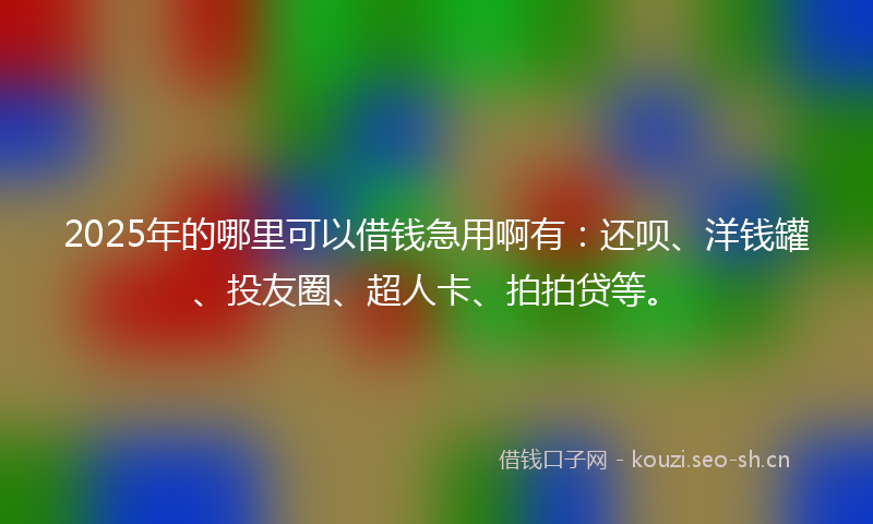 2025年的哪里可以借钱急用啊有:还呗、洋钱罐、投友圈、超人卡、拍拍贷等。