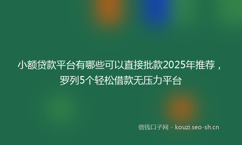 小额贷款平台有哪些可以直接批款2025年推荐，罗列5个轻松借款无压力平台