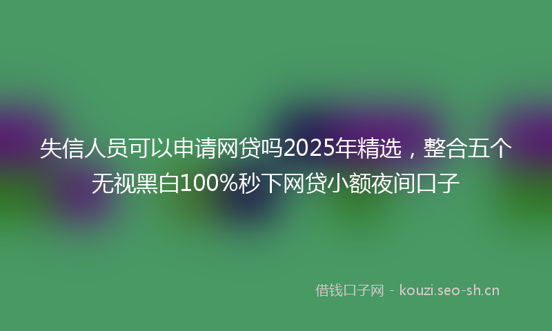 失信人员可以申请网贷吗2025年精选，整合五个无视黑白100%秒下网贷小额夜间口子