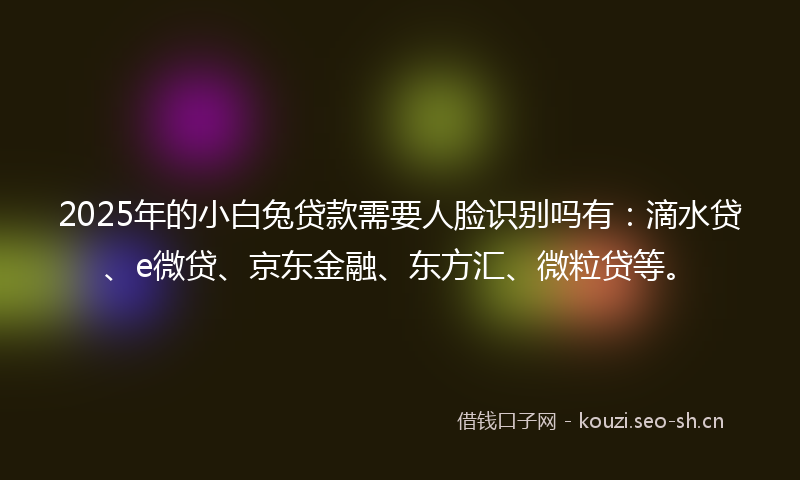 2025年的小白兔贷款需要人脸识别吗有：滴水贷、e微贷、京东金融、东方汇、微粒贷等。