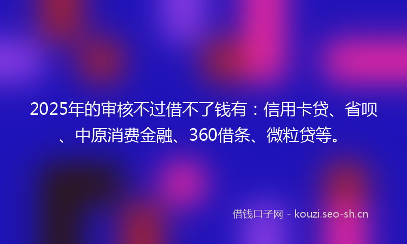 2025年的审核不过借不了钱有：信用卡贷、省呗、中原消费金融、360借条、微粒贷等。