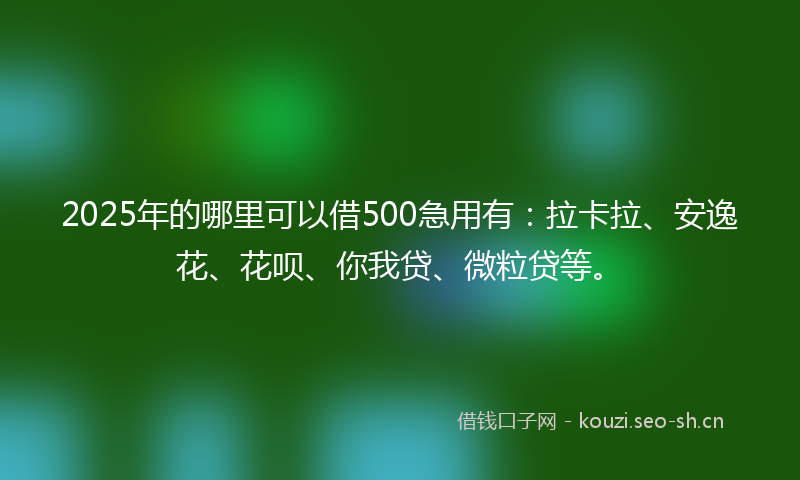 2025年的哪里可以借500急用有：拉卡拉、安逸花、花呗、你我贷、微粒贷等。