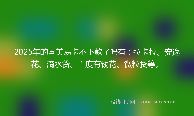 2025年的国美易卡不下款了吗有：拉卡拉、安逸花、滴水贷、百度有钱花、微粒贷等。