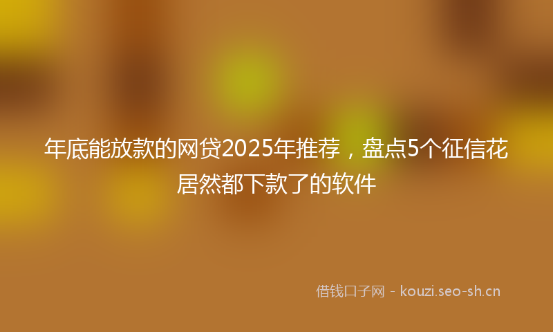 年底能放款的网贷2025年推荐，盘点5个征信花居然都下款了的软件
