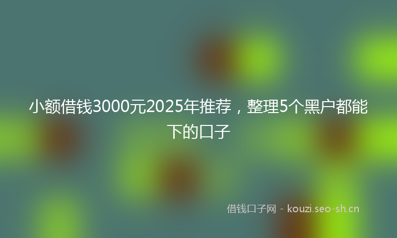 小额借钱3000元2025年推荐，整理5个黑户都能下的口子