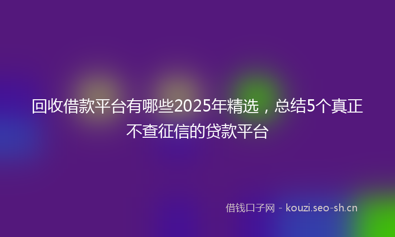 回收借款平台有哪些2025年精选，总结5个真正不查征信的贷款平台