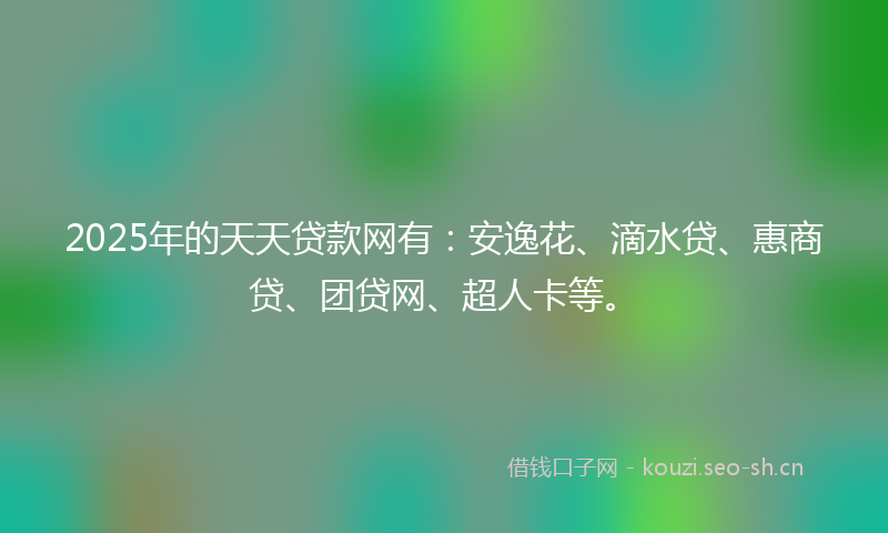 2025年的天天贷款网有：安逸花、滴水贷、惠商贷、团贷网、超人卡等。