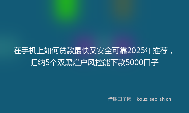 在手机上如何贷款最快又安全可靠2025年推荐,归纳5个双黑烂户风控能下款5000口子