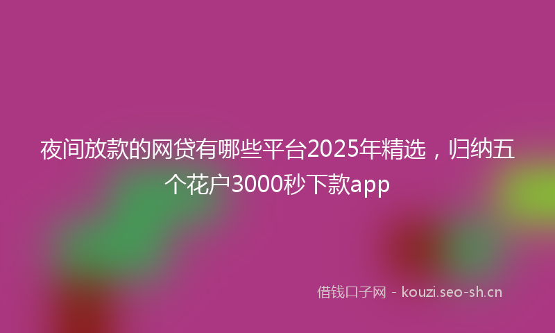夜间放款的网贷有哪些平台2025年精选，归纳五个花户3000秒下款app