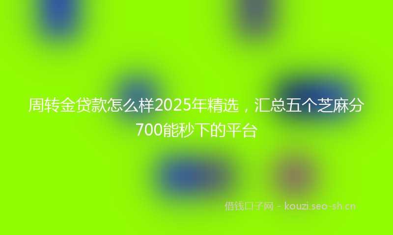 周转金贷款怎么样2025年精选，汇总五个芝麻分700能秒下的平台