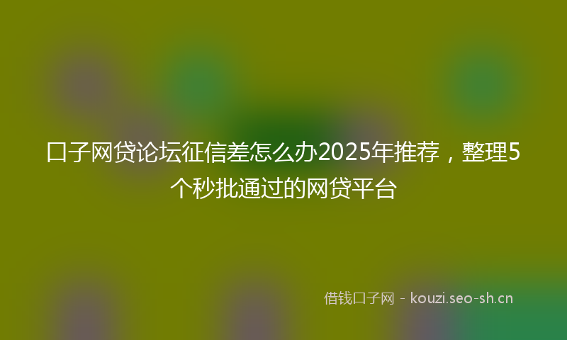 口子网贷论坛征信差怎么办2025年推荐,整理5个秒批通过的网贷平台