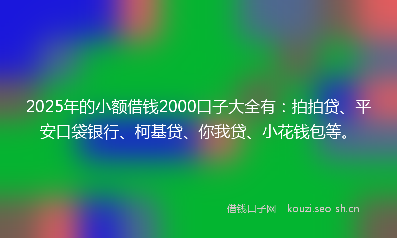 2025年的小额借钱2000口子大全有：拍拍贷、平安口袋银行、柯基贷、你我贷、小花钱包等。