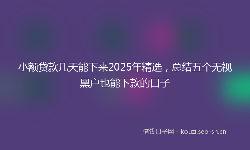 小额贷款几天能下来2025年精选，总结五个无视黑户也能下款的口子