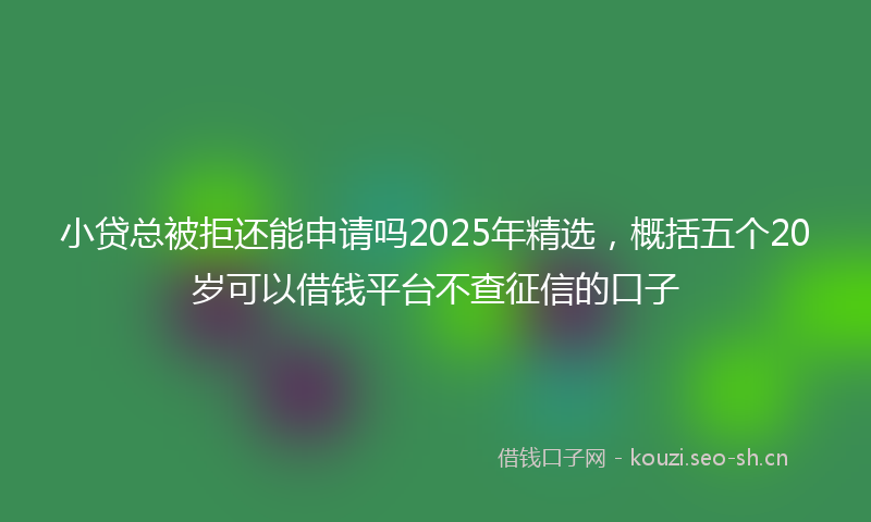小贷总被拒还能申请吗2025年精选,概括五个20岁可以借钱平台不查征信的口子