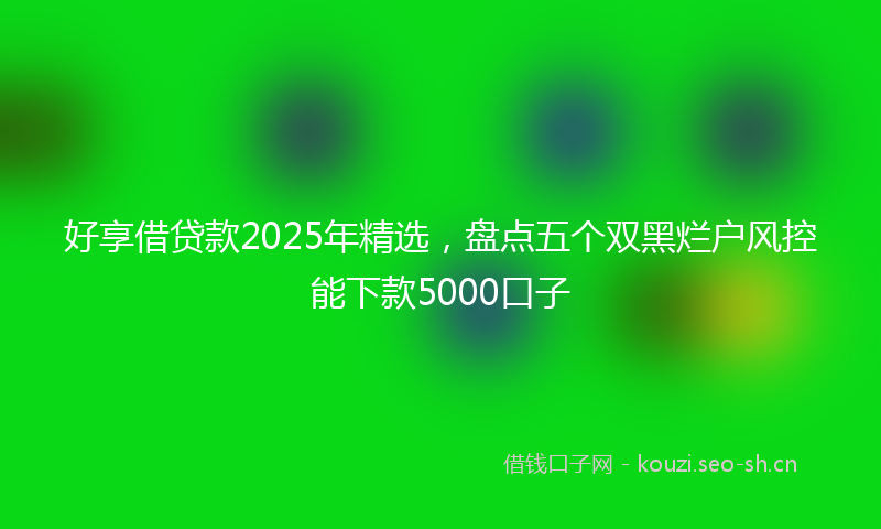 好享借贷款2025年精选，盘点五个双黑烂户风控能下款5000口子