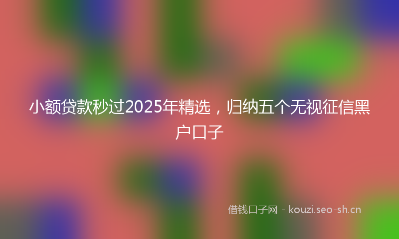 小额贷款秒过2025年精选，归纳五个无视征信黑户口子