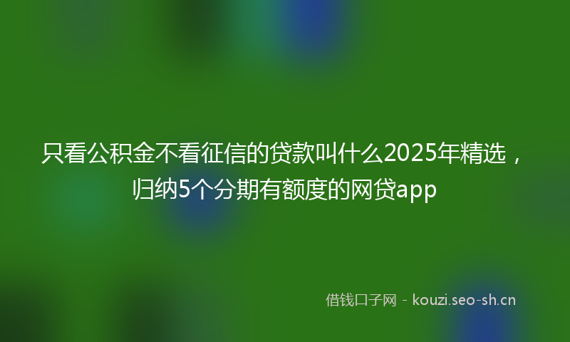 只看公积金不看征信的贷款叫什么2025年精选，归纳5个分期有额度的网贷app