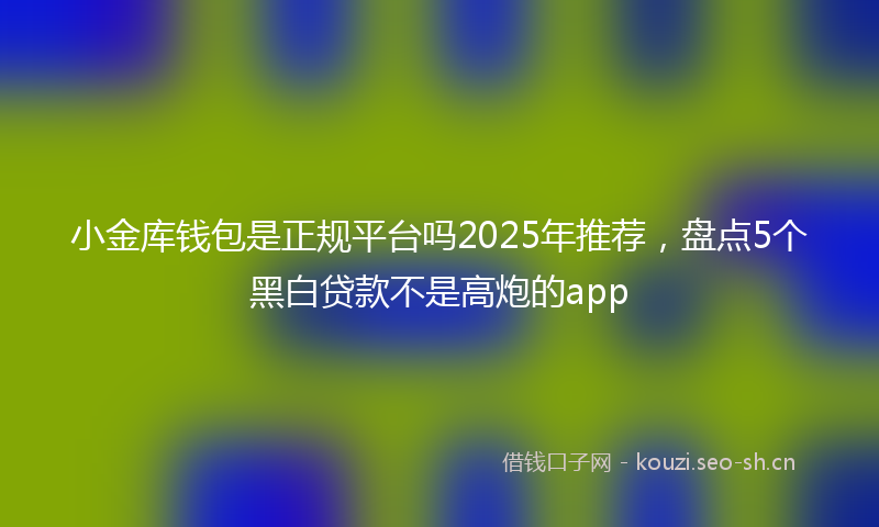 小金库钱包是正规平台吗2025年推荐，盘点5个黑白贷款不是高炮的app