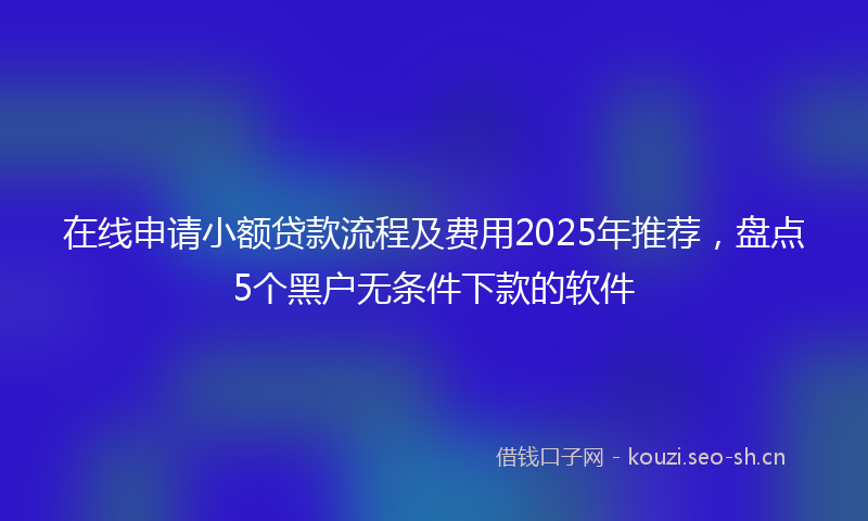 在线申请小额贷款流程及费用2025年推荐，盘点5个黑户无条件下款的软件
