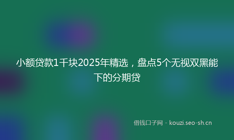 小额贷款1千块2025年精选，盘点5个无视双黑能下的分期贷
