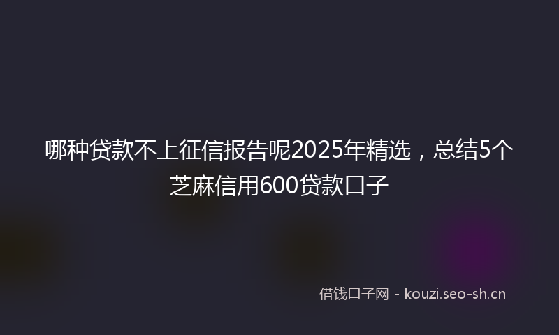 哪种贷款不上征信报告呢2025年精选，总结5个芝麻信用600贷款口子