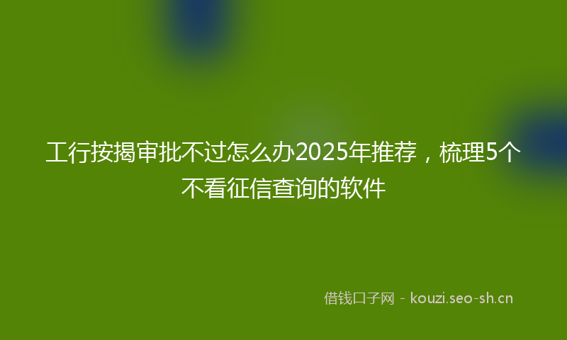 工行按揭审批不过怎么办2025年推荐,梳理5个不看征信查询的软件