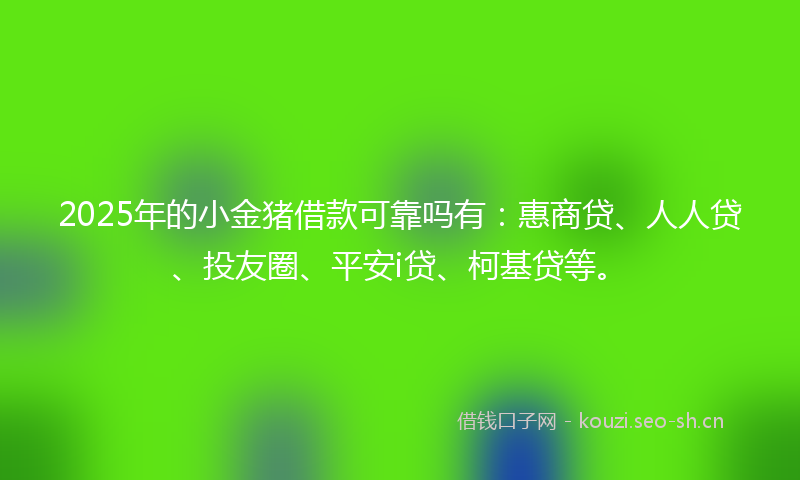 2025年的小金猪借款可靠吗有：惠商贷、人人贷、投友圈、平安i贷、柯基贷等。