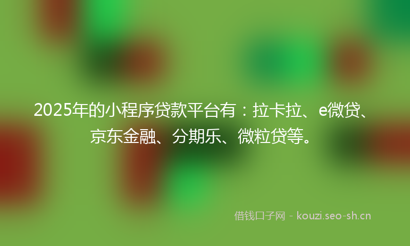 2025年的小程序贷款平台有：拉卡拉、e微贷、京东金融、分期乐、微粒贷等。
