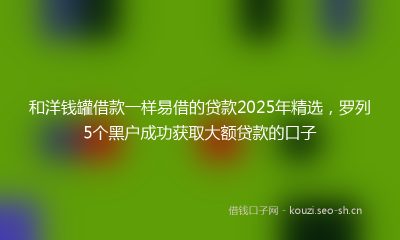 和洋钱罐借款一样易借的贷款2025年精选，罗列5个黑户成功获取大额贷款的口子