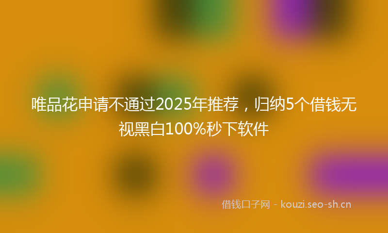 唯品花申请不通过2025年推荐，归纳5个借钱无视黑白100%秒下软件