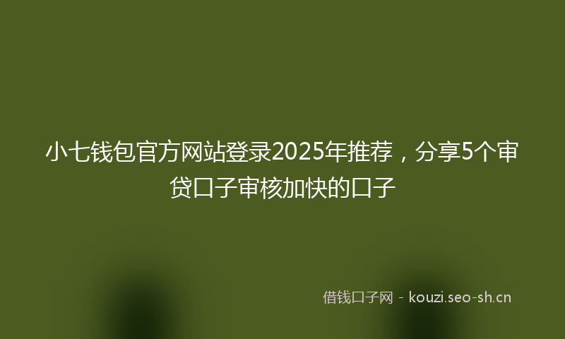 小七钱包官方网站登录2025年推荐，分享5个审贷口子审核加快的口子