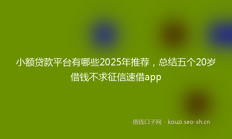 小额贷款平台有哪些2025年推荐，总结五个20岁借钱不求征信速借app