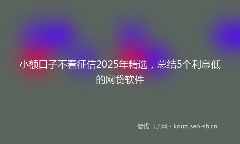小额口子不看征信2025年精选，总结5个利息低的网贷软件