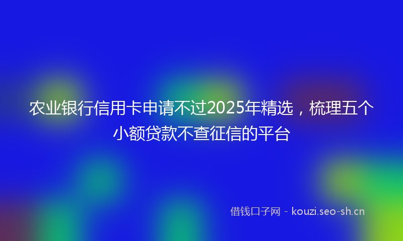 农业银行信用卡申请不过2025年精选，梳理五个小额贷款不查征信的平台