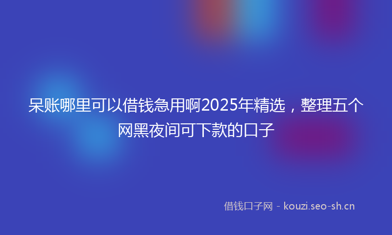 呆账哪里可以借钱急用啊2025年精选，整理五个网黑夜间可下款的口子
