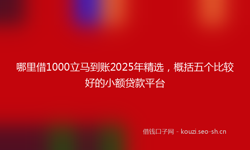 哪里借1000立马到账2025年精选，概括五个比较好的小额贷款平台