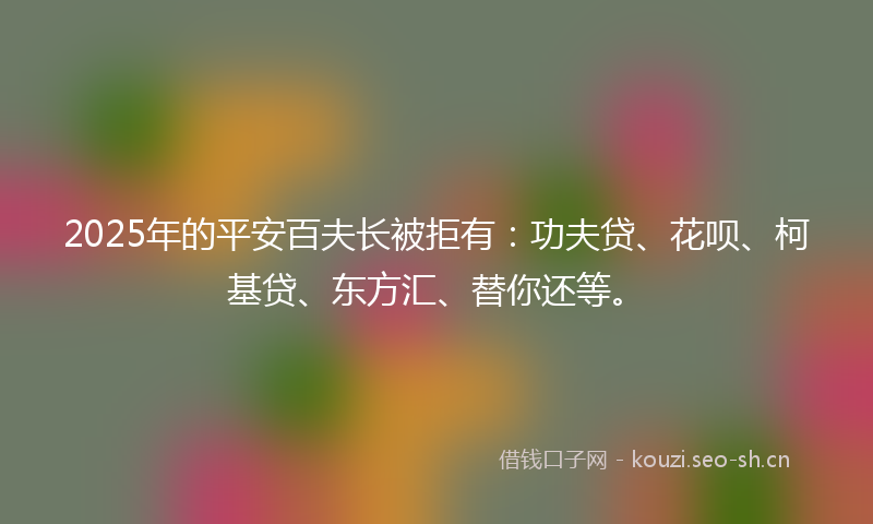 2025年的平安百夫长被拒有：功夫贷、花呗、柯基贷、东方汇、替你还等。