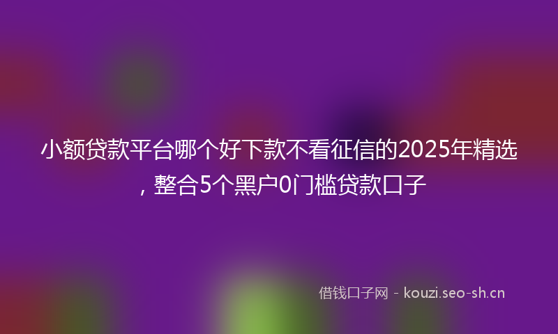 小额贷款平台哪个好下款不看征信的2025年精选，整合5个黑户0门槛贷款口子