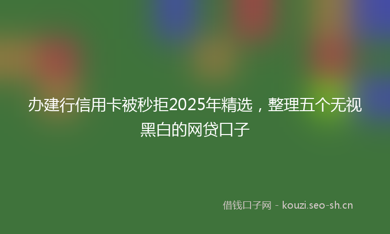 办建行信用卡被秒拒2025年精选，整理五个无视黑白的网贷口子