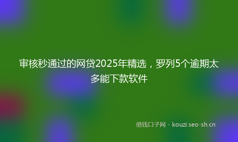 审核秒通过的网贷2025年精选，罗列5个逾期太多能下款软件