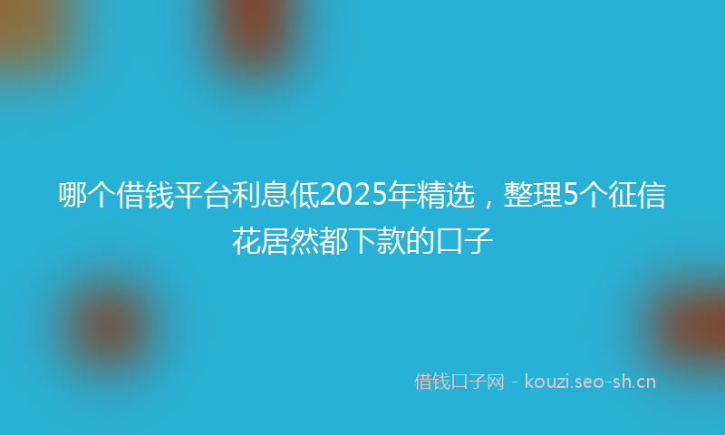 哪个借钱平台利息低2025年精选，整理5个征信花居然都下款的口子
