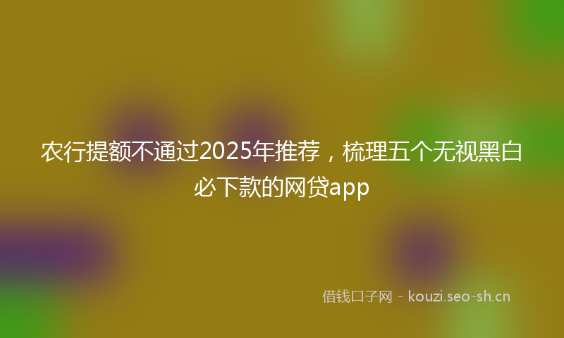 农行提额不通过2025年推荐，梳理五个无视黑白必下款的网贷app